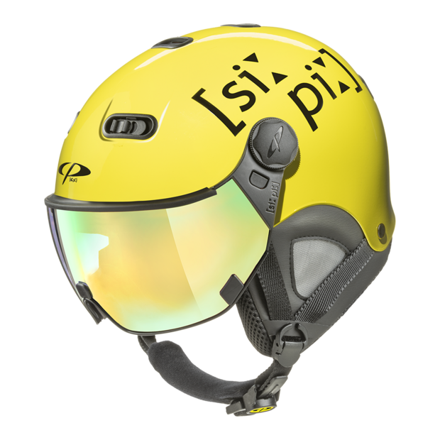 CP Carachillo XS skihelm fluo gelb gl&auml;nzend - helm mit spiegel visier (☁/❄/☀)