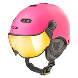 CP Carachillo XS skihelm roze fluo pink matt snow shite st - kinder skihelm met spiegel vizier - dames skihelm met vizier - kin