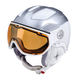 Skihelm Slokker Raider Free lady - silber weiss - Photochrom Polarisiert Visier (☁/☀/❄)