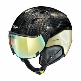 CP Corao+ Carbon Limited Edition! Skihelm schwarz gold glanz - photochrom & polarisiert Visier (4 Optionen)