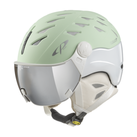 CP Cuma Skihelm mit Visier grün-weiss | Extra sicher! | photochrom Visier 