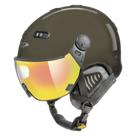 CP Carachillo Skihelm mit Visier braun | Extra sicher! | photochrom Visier 
