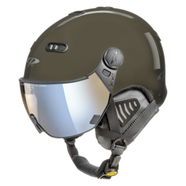 CP Carachillo Skihelm mit Visier braun | Extra sicher! | photochrom & polarisiert Visier 