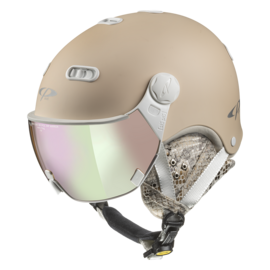 CP Carachillo Cashmere Skihelm mit Visier creme python | Extra sicher! | photochrom & polarisiert Visier 