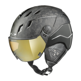 CP Corao+ Carbon Limited Edition! Skihelm mit Visier mate/stealth soft touch | Extra sicher! | photochrom & polarisiert Visier 