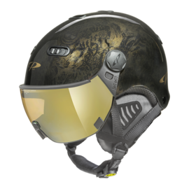 CP Carachillo Vintage Skihelm mit Visier schwarz | Extra sicher! | photochrom Visier 