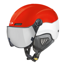 CP New Camurai Skihelm rot weiss - single verspiegelt Visier 